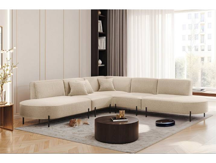 Fun Möbel Ecksofa Sofa VALENCIA Seite universal, Rundumbezug