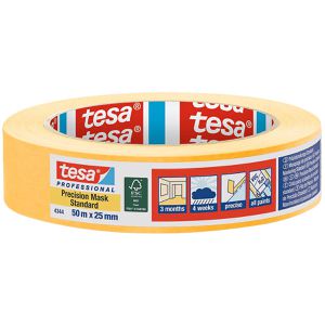 Tesa Kreppband 4344, Professional Precision, 25mm x 50m, für Innen und Außen