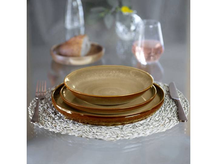 Assiettes dessert en grès beige