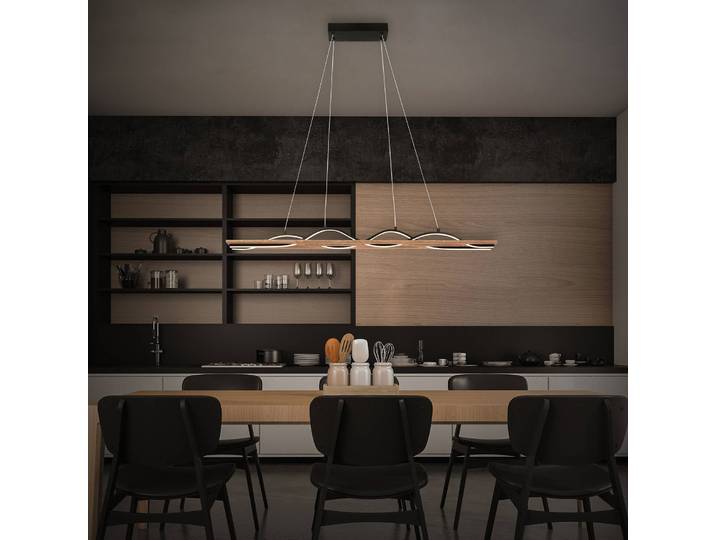 Briloner Hängelampe Vinka, Holz hell, für Wohn- / Esszimmer, Holz, Modern