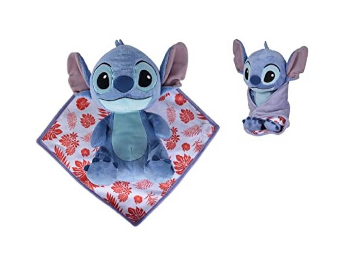 Disney - Lilo & Stitch, Pluche dier met vierkante doek, knuffeldoek, 25 cm, zeer zacht