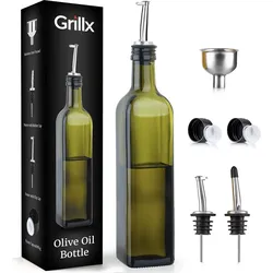 GrillX Olivenölflasche mit Ausgießer inklusive Ausgießer, Trichter und Zubehör.