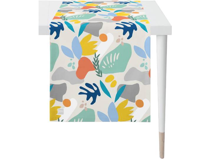 Tischläufer APELT 3979 Outdoor, Sommerdeko, Sommer , bunt (weiß, bunt), B:48cm L:140cm, Polyacryl, Tischdecken, Tischläufer, Digitaldruck, mit Fleckschutz