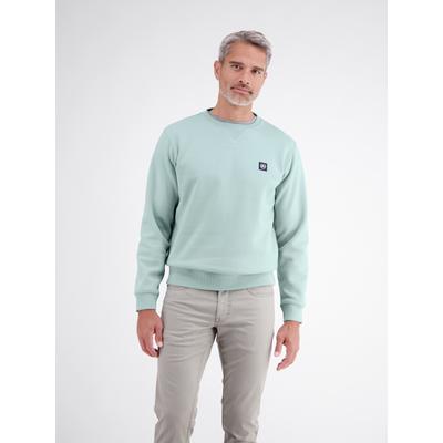 Sweatshirt LERROS, Herren, Gr. 3XL, grün (misty blau), Sweatware, Obermaterial: 50% Baumwolle, 50% Polyester, normal hüftbedeckend, Rundhals, Bündchen, Sweatshirts Sweatshirt, mit Logo-Badge