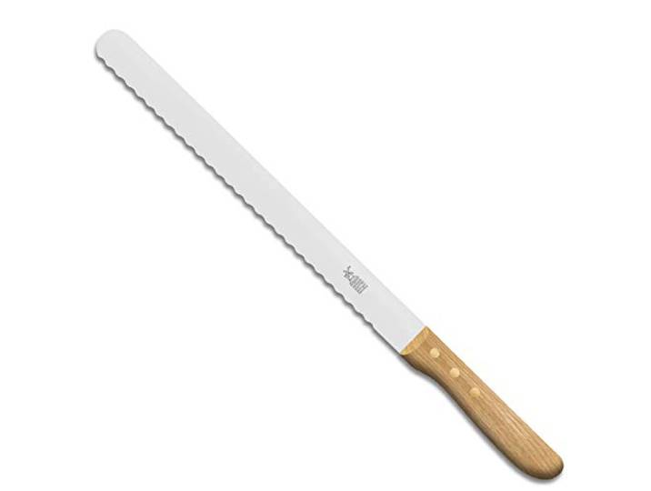 Windmühlenmesser Brisketmesser, Grillmesser rostfreie Klinge (315 mm) mit Fließwellenschliff, Griff: Eichenholz