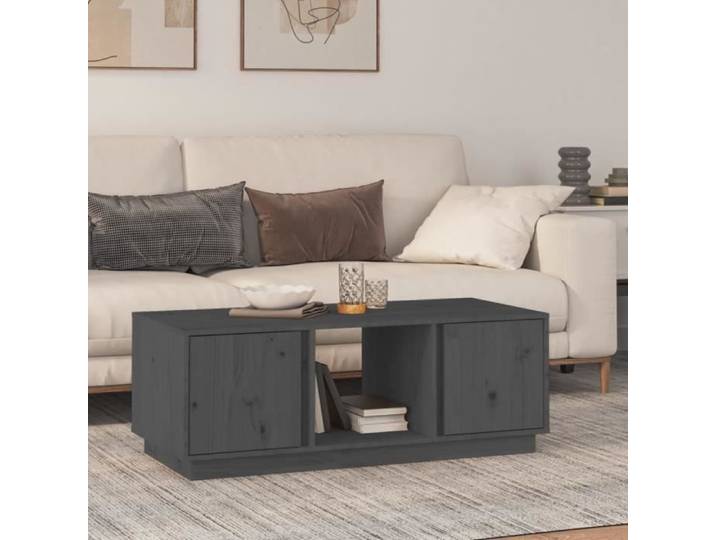 814426 Table basse Gris 110x50x40 cm Bois massif de pin
