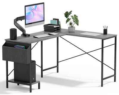 No L Shaped Desk Gaming Computer 50 Inch Reversible Corner Table PC Work Table for Writing Study