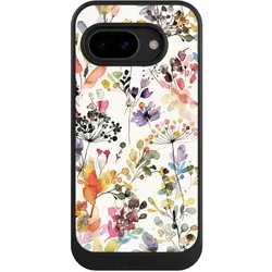 Nivocase Hülle für Google Pixel 9a Handyhülle NIVOcore Case Schwarz Blume Muster Pastell (Google Pixel 9a), Smartphone Hülle, Schwarz