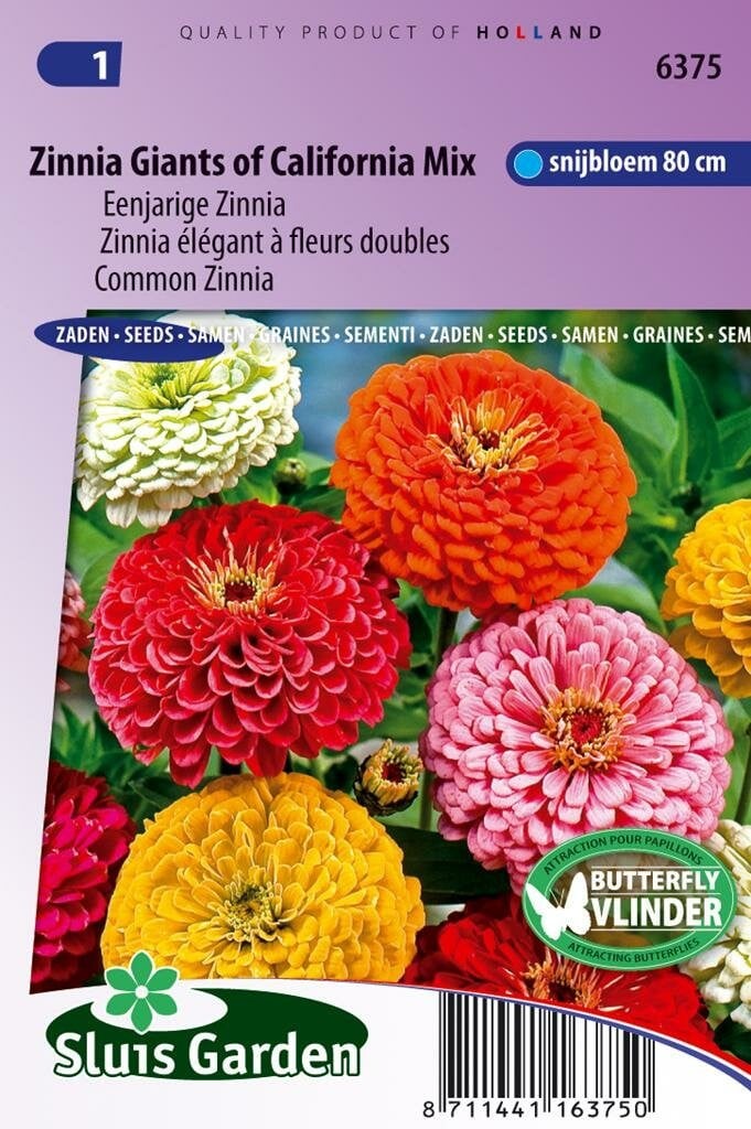 Sluis Garden Zinnia Elegans Giants of California mix zaden