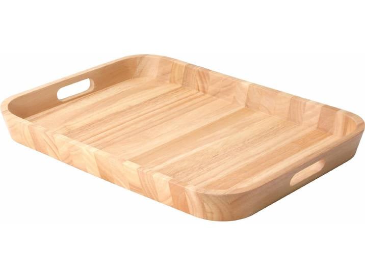 Tablett CONTINENTA, beige (natur), B:33cm H:4,5cm L:46cm, Holzwerkstoff, Tabletts, Tablett, Handarbeit, aus einem Holzblock gearbeitet