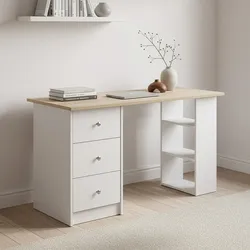 Schreibtisch Lemberg 120x50x72 cm Weiß/Eiche-Optik en.casa