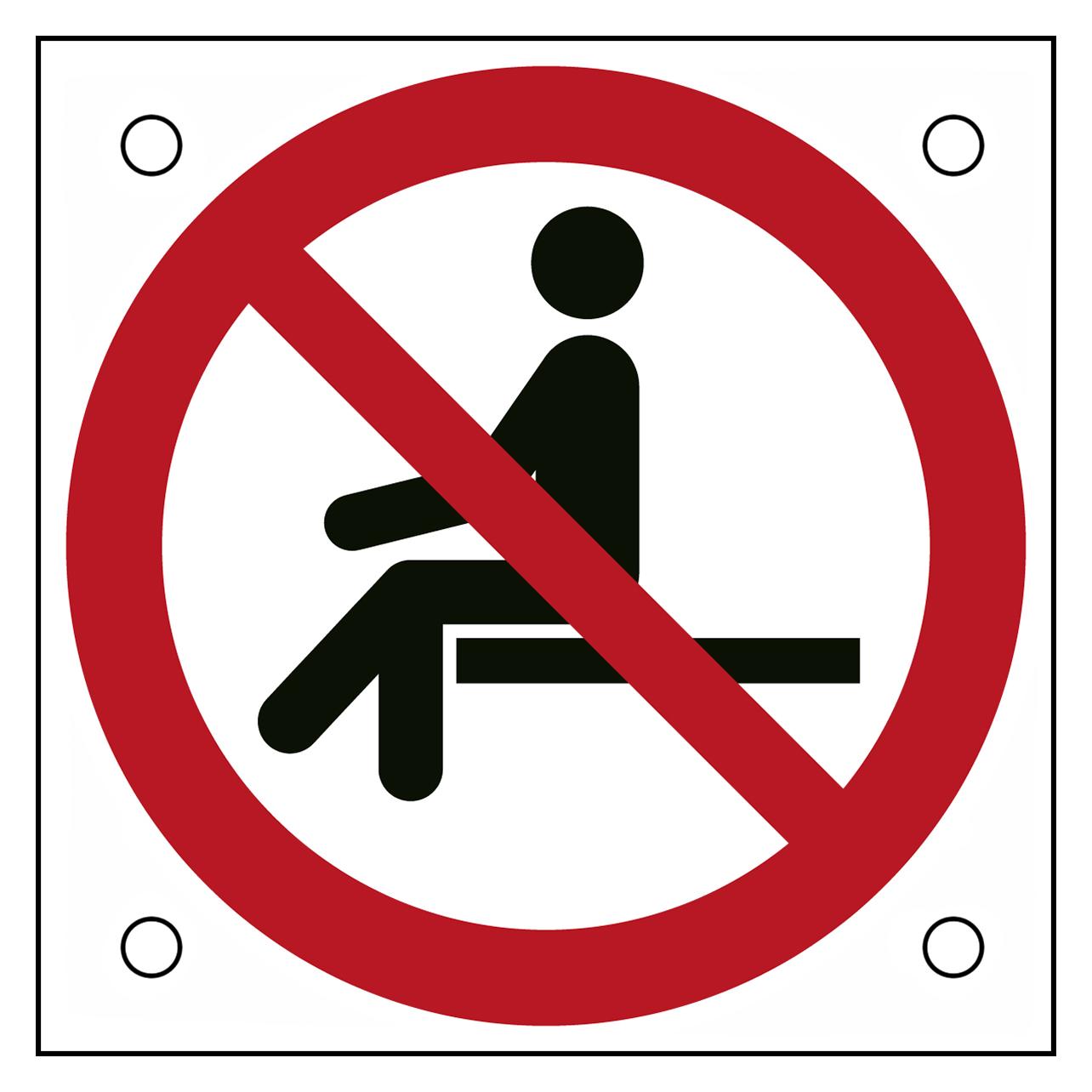 Brady ISO Safety Sign - No sitting (P/P018/NT/ALU05-50X50-1)