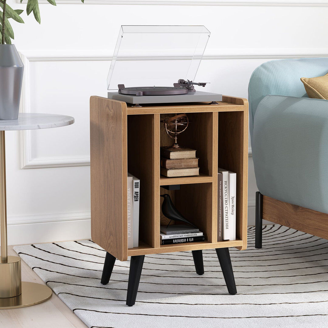 George Oliver End Table Natural Wood 67cm H X 43cm W X 34cm D
