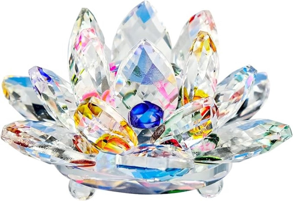 Kristallen Lotus Bloem Decoratie Feng Shui Bal voor op tafel - 50 mm