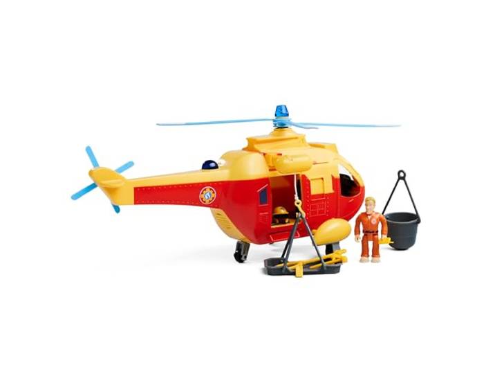Simba Feuerwehrmann Sam Hubschrauber Wallaby II Update, automatischem Rotor, Licht, Sound, Seilwinde, Tom Figur, Zubehör, 34cm, ab 3 Jahre