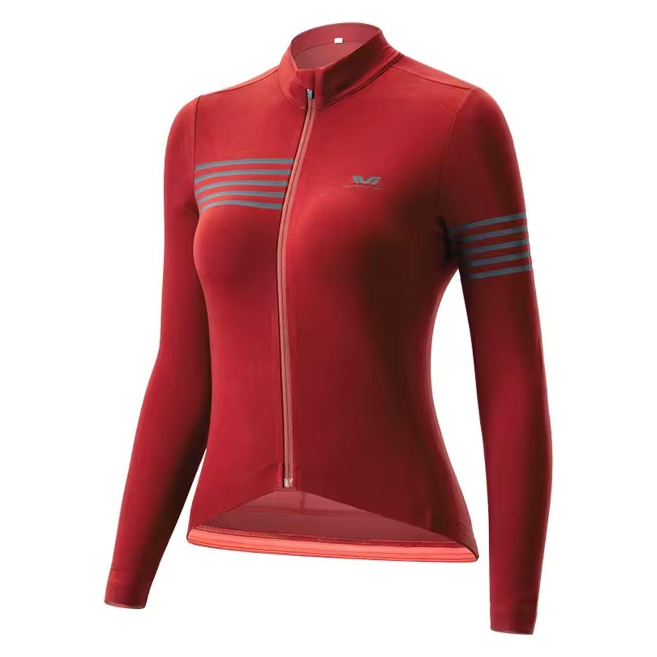 Rockbros YPW065 TVI Damen-Radtrikot mit langen Ärmeln, Herbst/Winter, Grösse L - Rot (L) (ROCKBROS)