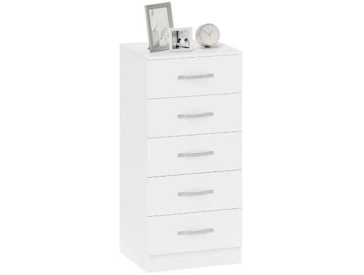 HOMCOM Kommode mit 5 Schubladen Aufbewahrungsschrank für Wohnzimmer Weiß Kommodenschrank, Schubladenschrank, für Schlafzimmer, Flur