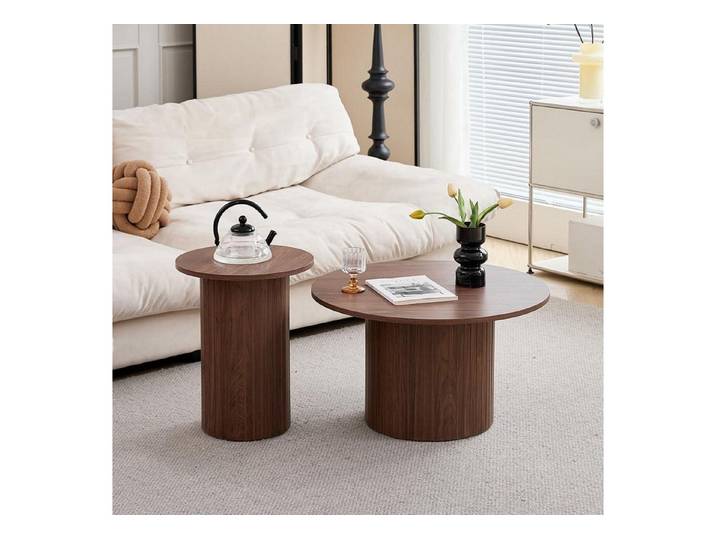 LuxusKollektion Couchtisch Runder Couchtisch 2er Set Holz (2-St)