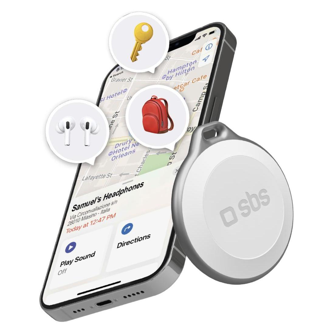 SBS Wasserfester Objektsucher, kompatibel mit Apple Find My (Apple Find My) (TEFINDBTAPW)