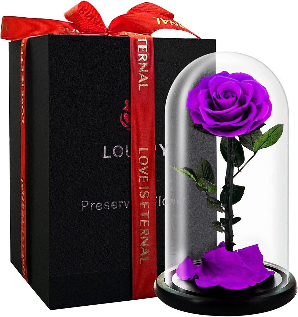 Eeuwige Roos in Glazen Koepel - Geconserveerde Bloemen Cadeau
