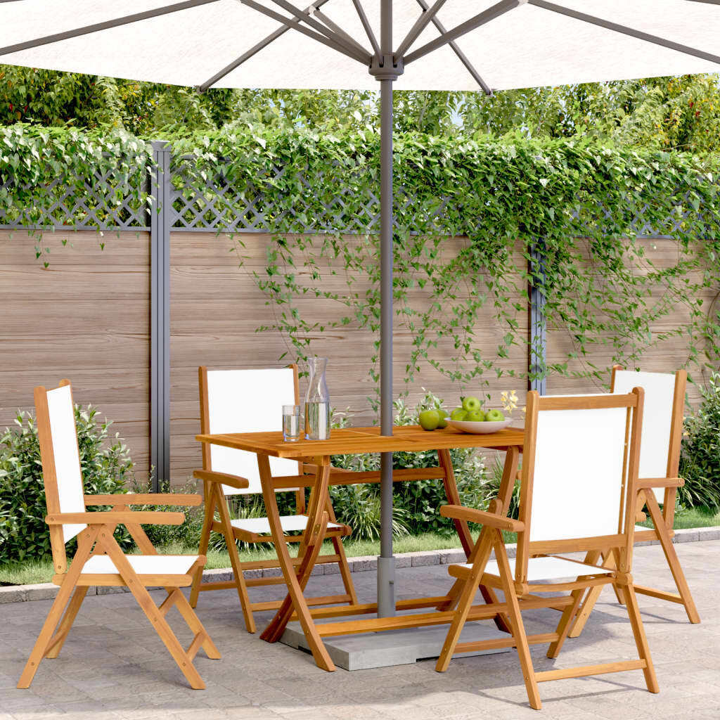 Maison Exclusive - Klappstuhl Verstellbar 4 Stk. Cremeweiß Stoff und Massivholz