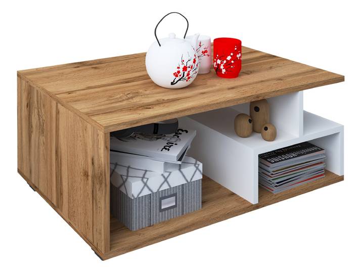 Couchtisch VCM Holz Sofatisch Couchtisch Wohnzimmertisch Sulas , weiß (honig, eiche, weiß), B:80cm T:50cm, Tische, Couchtisch