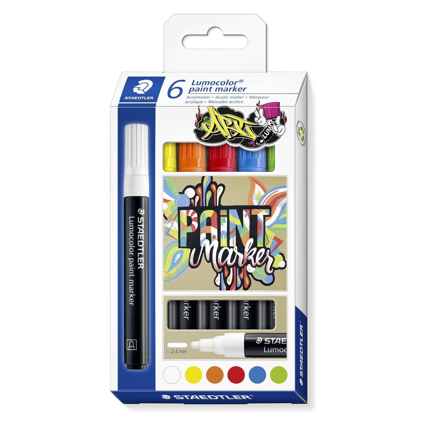 Staedtler Lumocolor Acrylmarker paint marker, 6er Etui (6x) (349 C6)