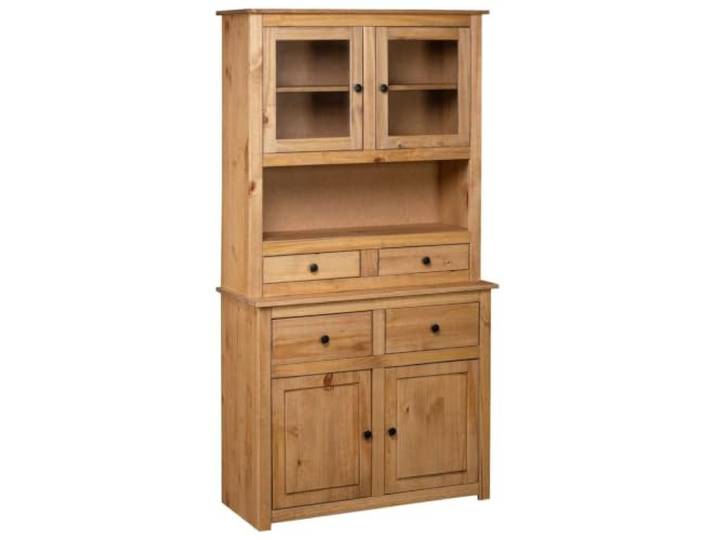 Highboard 93x40,5x180 cm aus Massivem Kiefernholz, Anrichte mit Stauraum Massives Kiefernholz, Unikat dank Holzmaserung, vielseitiger Stauraum, einfache Montage