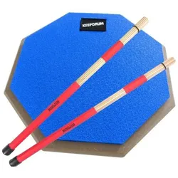 keepdrum DP-BL8 Practice Pad Blau mit SV1 Rods, Schlagzeug Zubehör, Blau