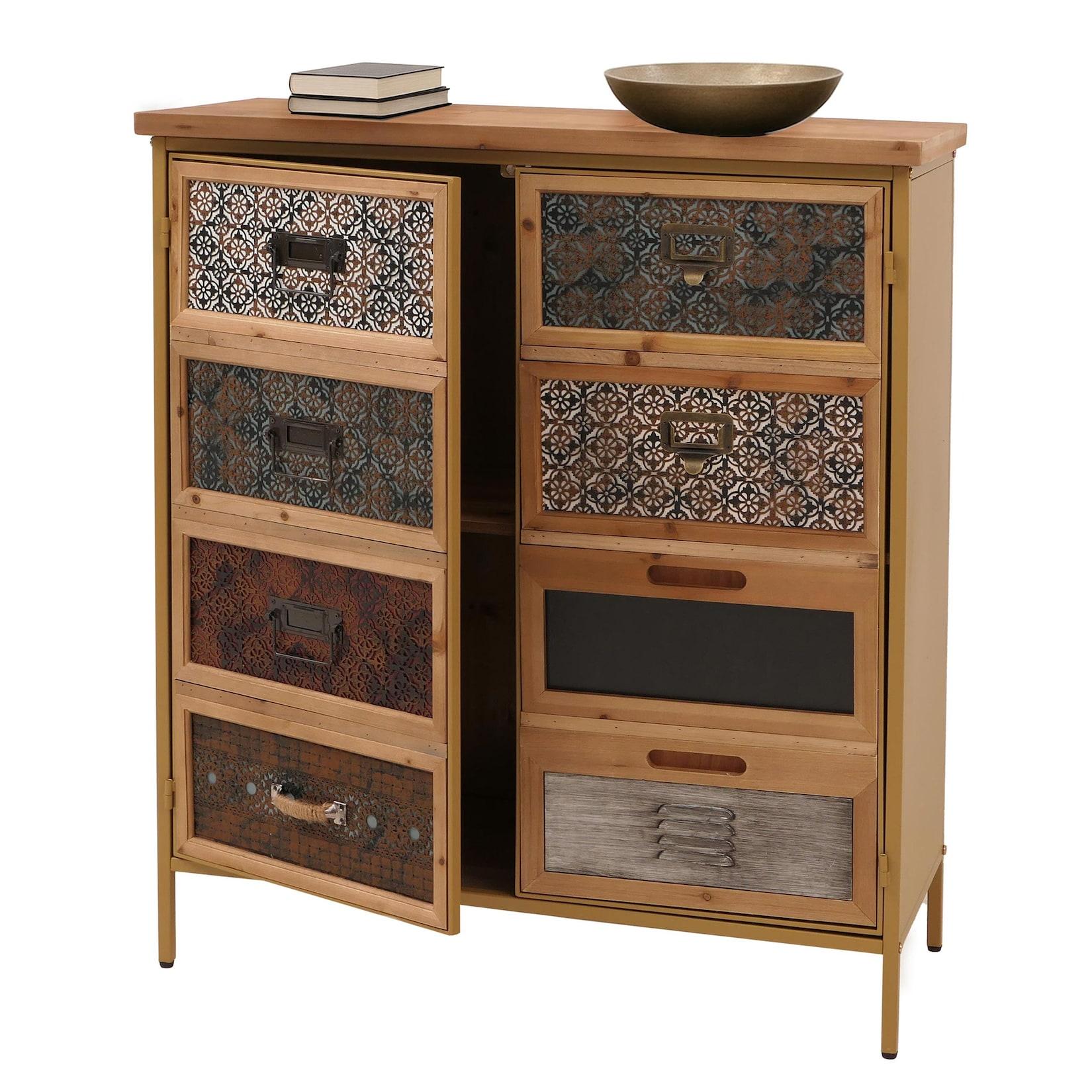 Apothekerkommode MCW-O79, Schrank Highboard Staufächer, Vintage Shabby-Look 94x80x35cm, weiß/blau