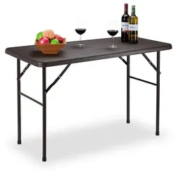 relaxdays Eckiger Gartentisch in Holz-Optik 120 x 60 cm