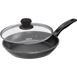Stoneline Bratpfanne 26 cm, mit Griff, Induktion, Aluguss, Pfanne mit echten Steinpartikeln beschichtet, Ohne Fett oder Öl kochen, braten und schmoren
