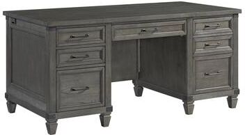 Intercon "Foundry Home Office 66"" Wide Executive Desk, Brushed Pewter"