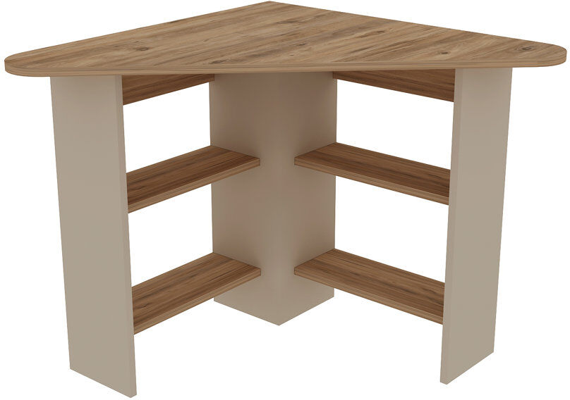 Ebern Designs Fade 105cm Corner Computer Desk with 4 Open Shelves Ivory Atlantic Pine/Beige 73.8cm H X 105cm W X 80cm D