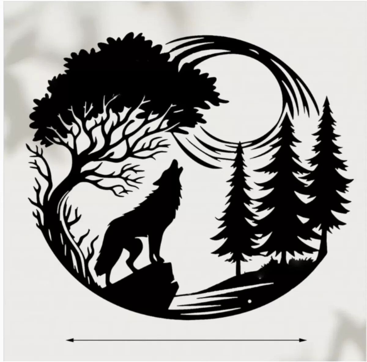 INF Schwarze Wolf Silhouette Metall Wandkunst - Eisen Wandbehang für Heimdekoration