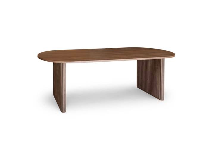 Table à manger ovale effet noyer et pieds striés 230cm