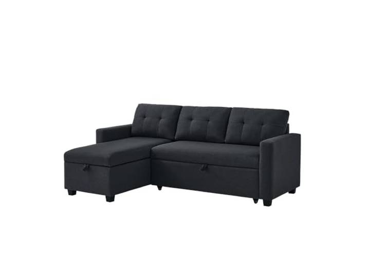 VitaliSpa Sofa L Form Campina, Anthrazit, 226 x 163 cm mit Schlaffunktion, platzsparend mit ausziehbarer Liegefläche und Bettkasten
