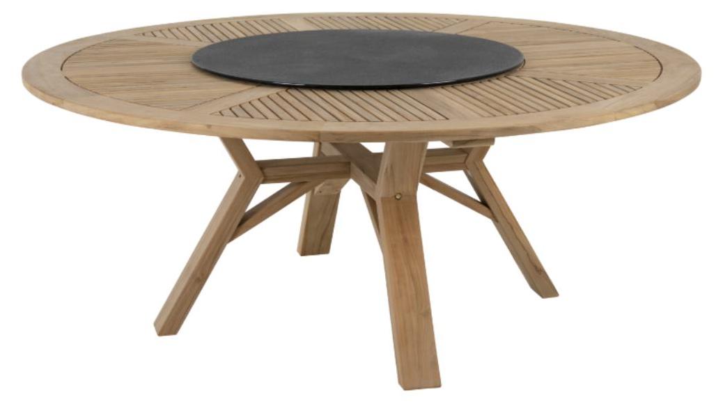 Esstisch Circus 180 x 73 x 180 cm Teakholz Natur Schwarz