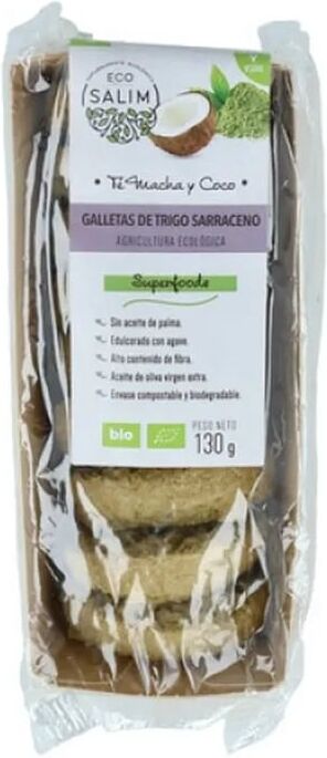 Eco-Salim Biscoitos Trigo Sarraceno Chá Matcha & Coco Eco 130g