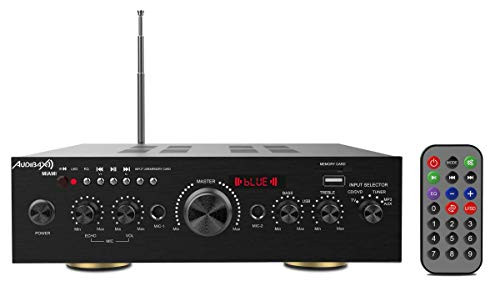 Audibax Miami HiFi-versterker met Bluetooth, 100W + 100W, MP3-speler, FM-radio en microfooningangen