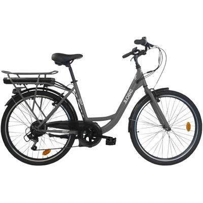 E-Bike LLOBE "City E-Bike 26" Mando anthrazit" Gr. 46, grau (schwarz, schwarz), Elektrofahrräder, 46cm, 26 Zoll (66,04cm)