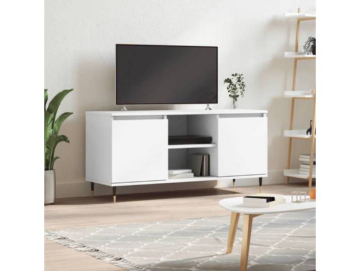 Banc TV Blanc Magnifique - Meuble TV - Armoire TV Pour Téléviseur - blanc 104x35x50cm - Bois d'ingénierie CL2121430