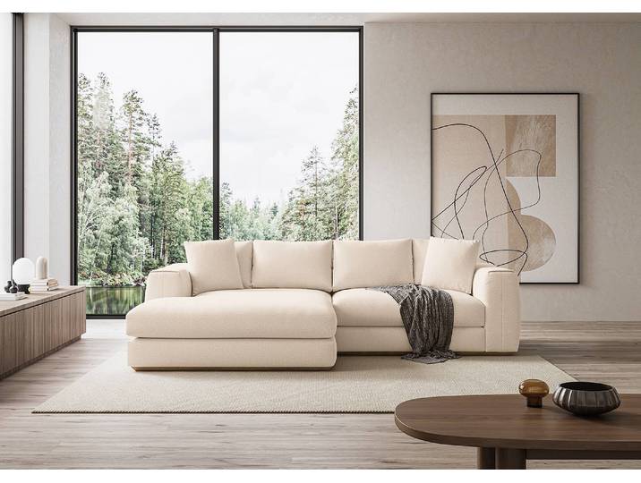 Ecksofa Palabra Beige Chenille Marisa 284 x 78 x 170cm Longchair davorstehend links Modern