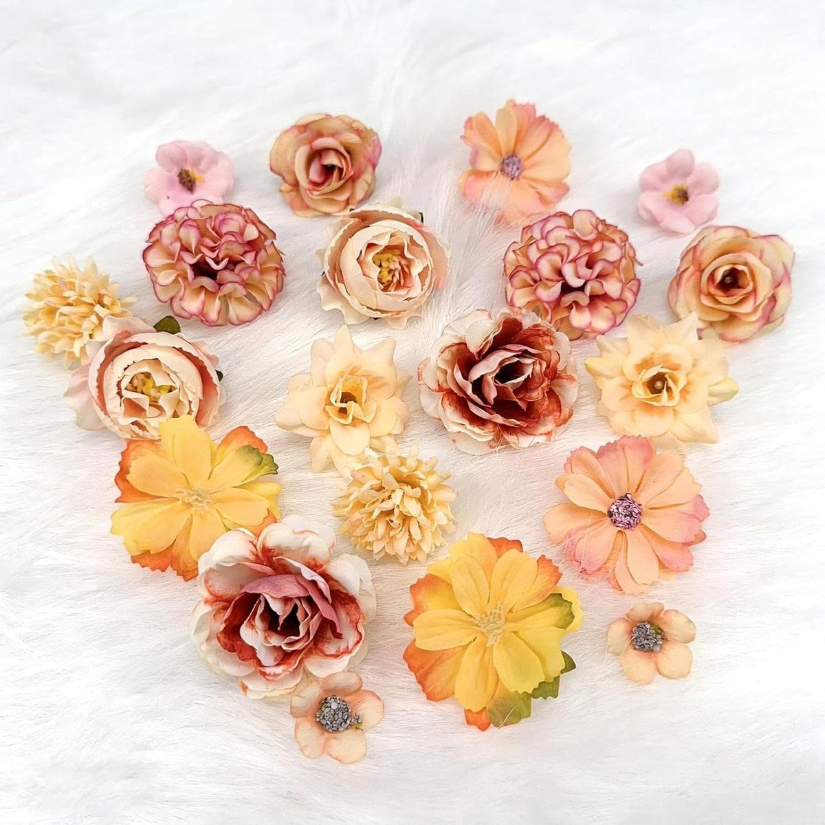 Set van 20 realistische zijden kunstbloemen voor creatief knutselen en decoratie - Oranje