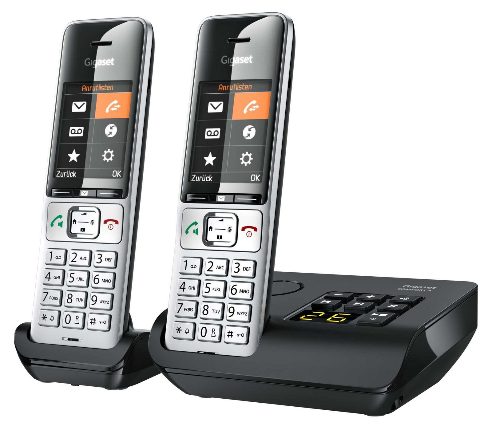 Gigaset L36852-H3023-B101 Comfort 500A Duo draadloze telefoons in zilver-zwart