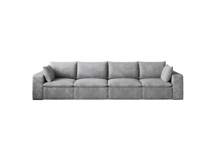 Modfu 4-Sitzer-Sofa aus Stoff 340 cm Grau mit abnehmbarer Polsterung und flexiblem Doppelschicht-Design, 340x60x90 cm, Wohnzimmer, Sofas & Couches, Sofas