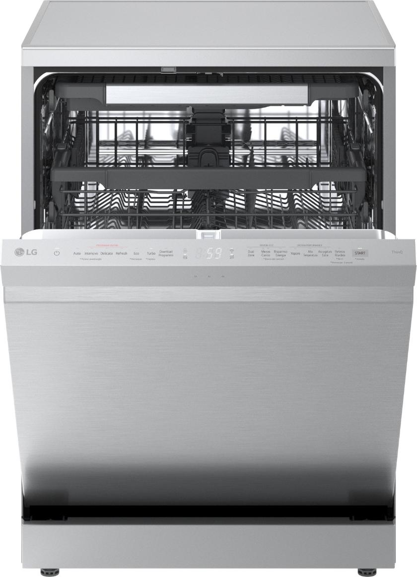 LG DF375HVS, Freistehend, Standardgröße (60 cm), Silber, LED, 2 Korb/Körbe, Schublade
