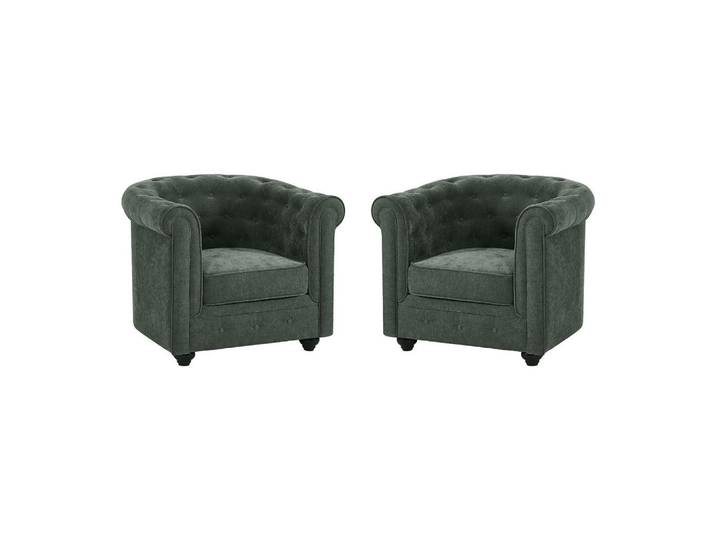 Vente-Unique Sessel mit gerader Rückenlehne - 2 Personen - stoff - grün Chesterfield, Grün, Holz, 82x72x78 cm, Wohnzimmer, Sessel, Chesterfield-Sessel