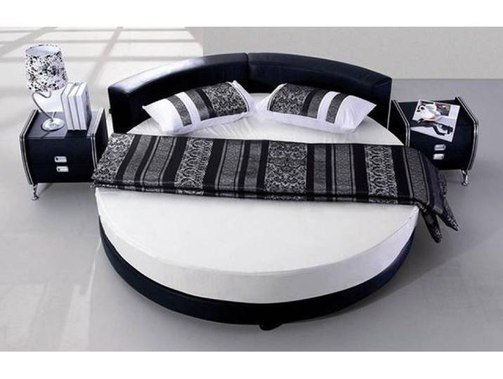 Xlmoebel Rundbett Schwarzes Rundbett mit modernem Design und Schlafsofa-Funktion (1-tlg., Rundbett mit Schlafsofa-Funktion), Made in Europa