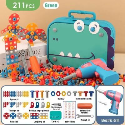 Uplift Treasures Montessori Toy DIY Nut And Bolt Assembly Set For Fine Motor Skills green (211 Pcs)